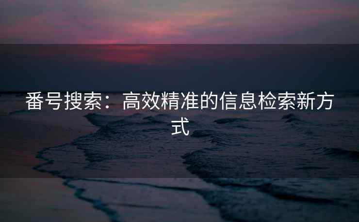 番号搜索：高效精准的信息检索新方式